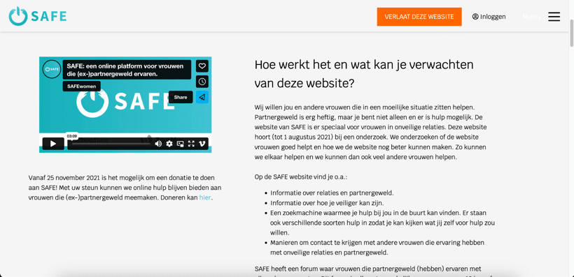 escape button op website voor slachtoffers van partnergeweld